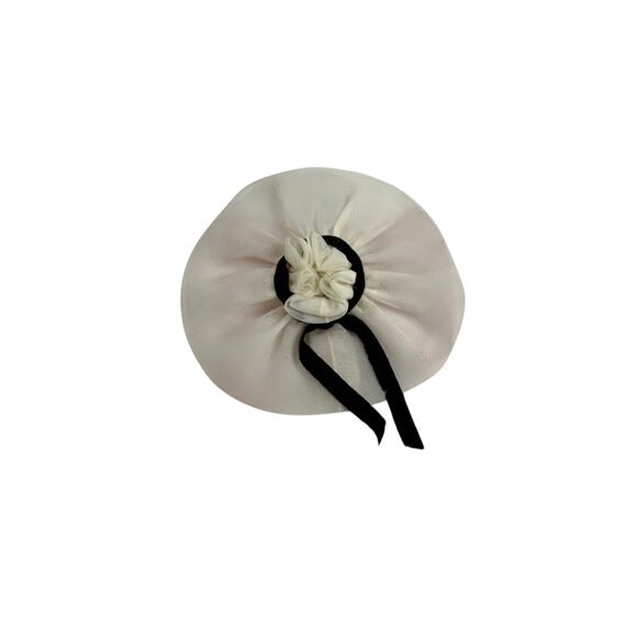 Vintage White Doll Hat with Black Ribbon—Fits Barbie, Clone, Fashion Dolls - Picture 1 of 2